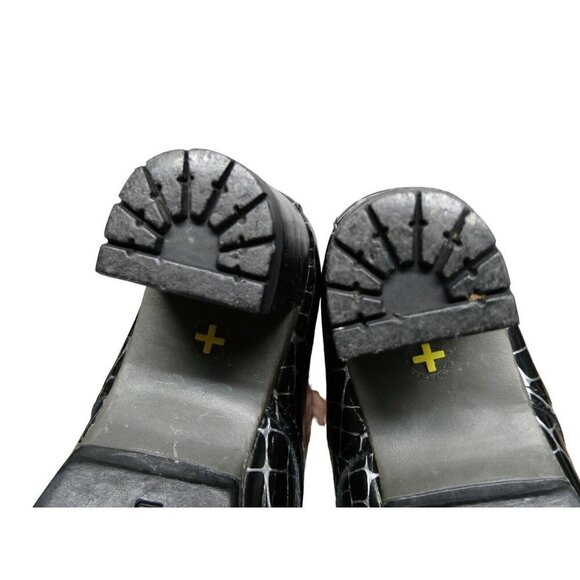 Dr Martens Heeled Laced Booties Shoes Size 6 Danielle‎ 3" heel Black Silver - Picture 6 of 10